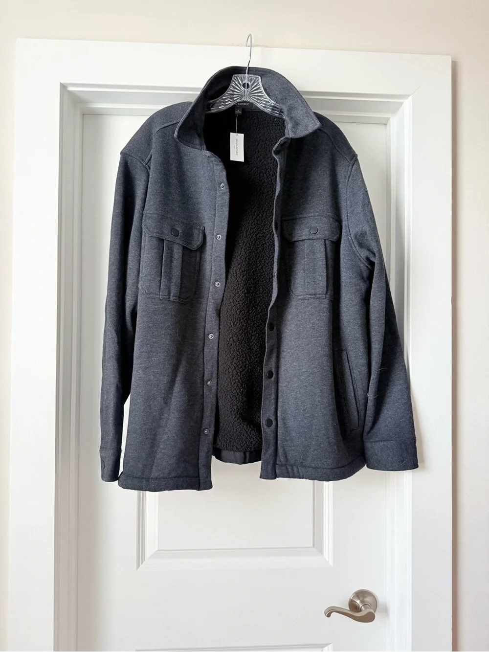 Men's Charcoal Sherpa-Lined Coat Fleece Jacket Brand New w Tags